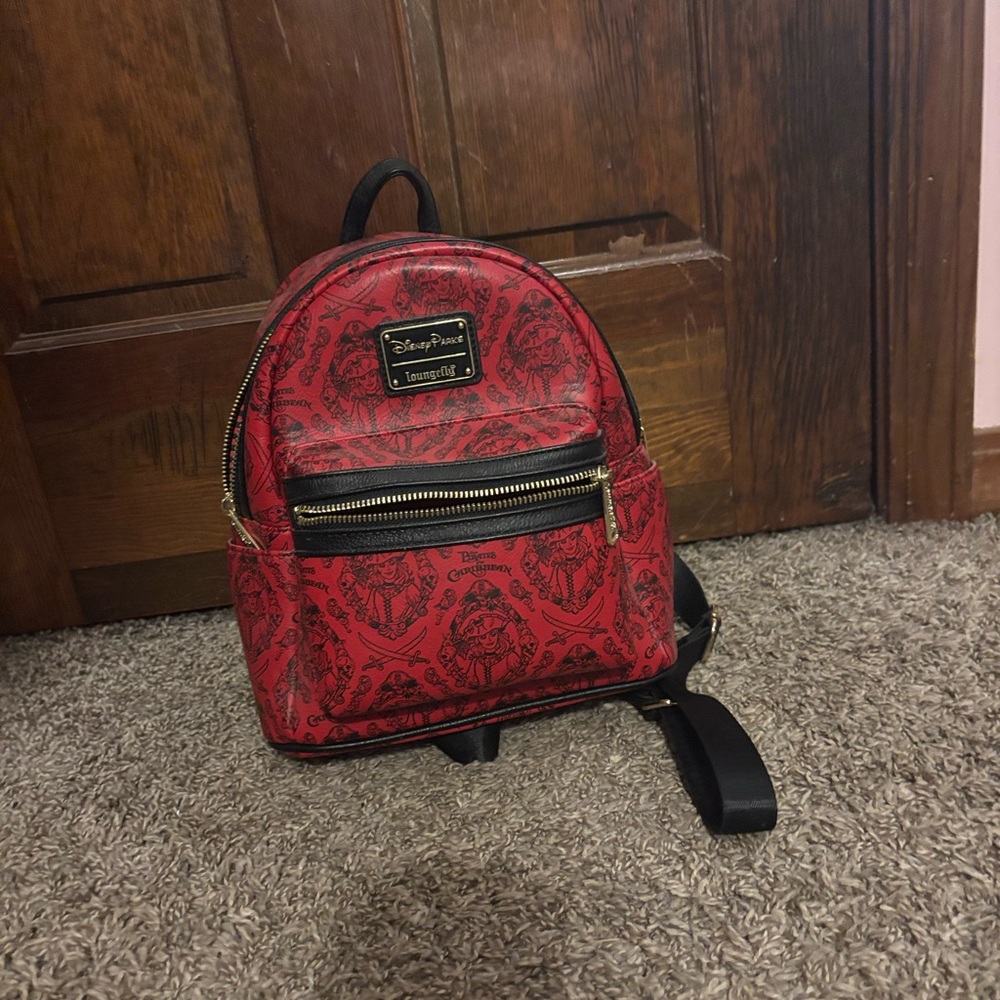 Loungefly Red and Black Geometric Mini Backpack